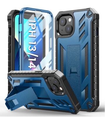 Blue iPhone 13 & 14 Heavy Duty, Hard Protection, Shock Proof Grip With Kickstand