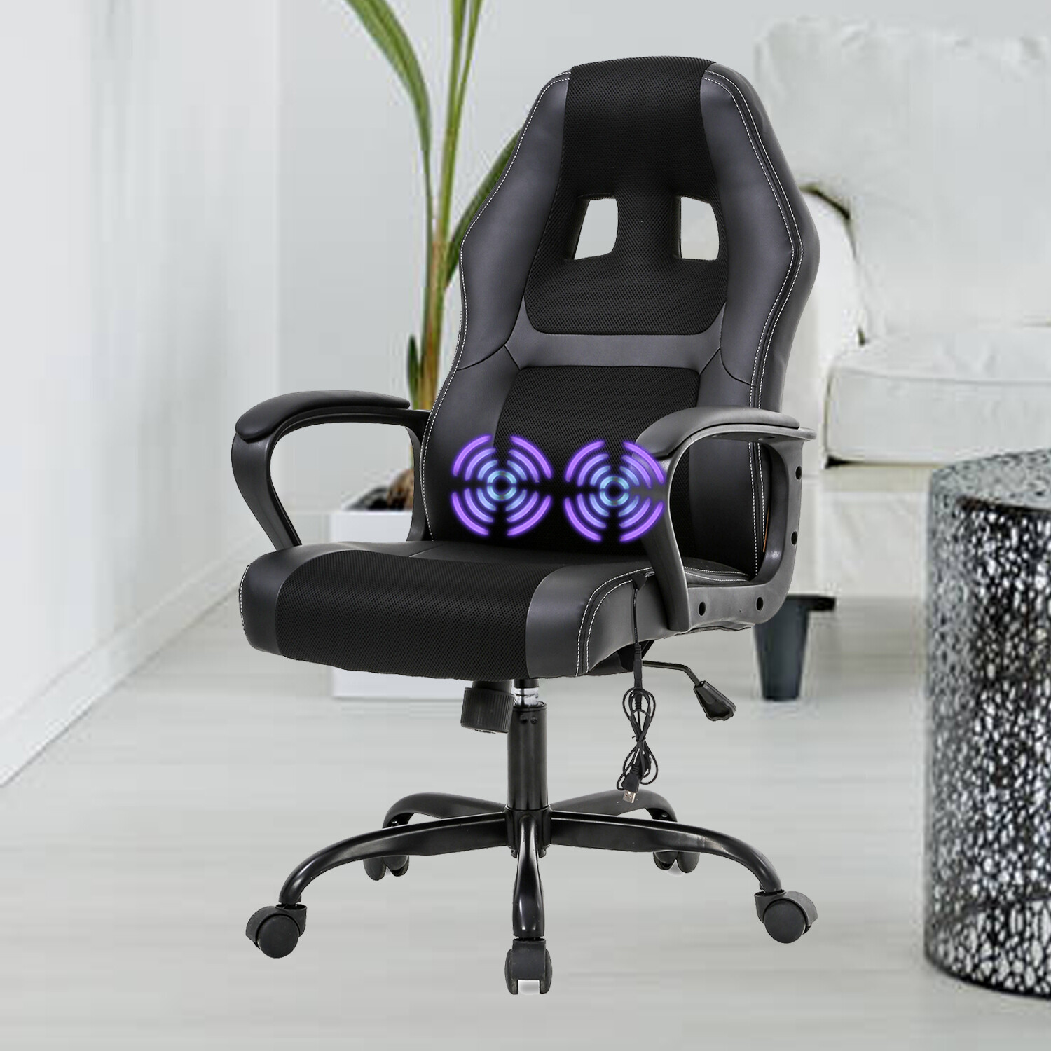 PC Gaming Chair Massage Office Chair Ergonomic Computer Chair PU Leather  Chair-image