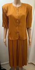 NORTON McNAUGHTON Vintage 80s NWT Women's 12 Orange Two Piece Skirt Set