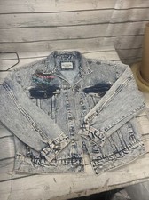 Ashley Vintage Charm Size L Womens Blue 100 Cotton Back Print Denim Jacket