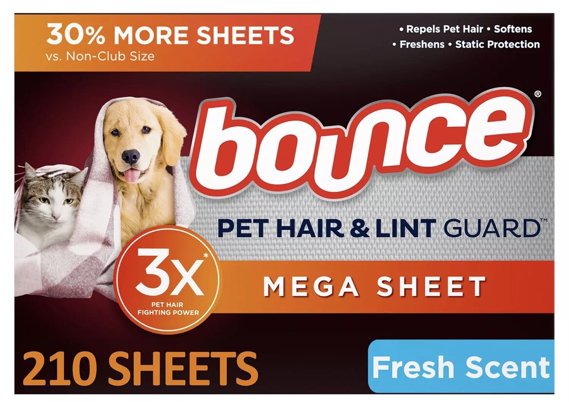 Buy Bounce Pet Hair & Lint Guard Mega Dryer Sheets, Fresh Scent, 160 ct from Dollar General - available