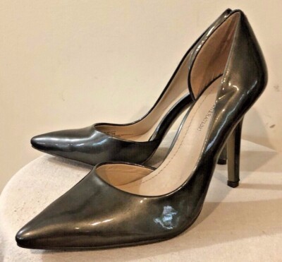 Women BCBGeneration Faux Patent Gun Metal Metallic Pumps Sz