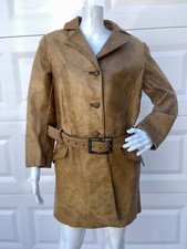 Jordan Marsh Florida Genuine Leather W Jacket/coat Size 8 Vintage, Beige Color