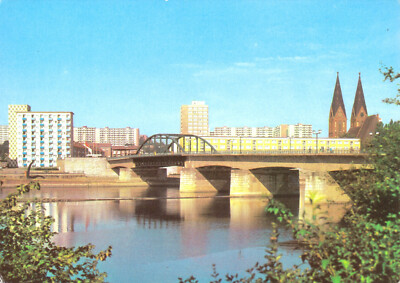 Postcard, Frankfurt Oder, view to the bridge of friendship from Poland, 1980