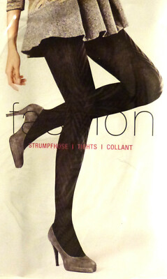 Hudson Medium Size 40-42 Chevron Patterned Fashion Tights in Black & Grey 001423