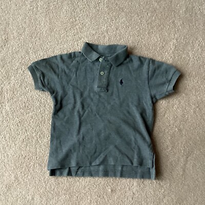 POLO RALPH LAUREN BOYS GRAY POLO SHIRT, 4, SHORT SLEEVED, TWO BUTTONS, COLLAR