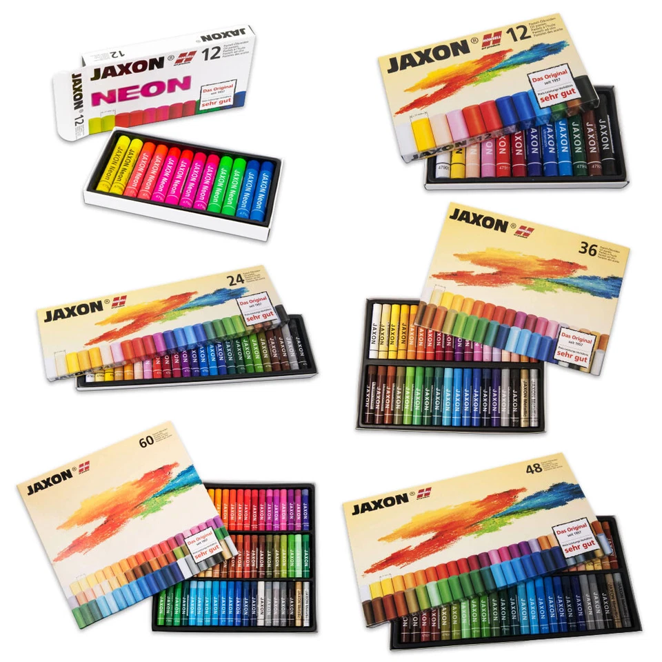 HONSELL ART PRODUCTS GMBH JAXON 12 24 36 48 60 Kreide Öl Pastell Künstler Maler Schule lichtecht neon Set