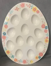 SUR LA TABLE Floral Print Ceramic Egg Serving Platter Easter Deviled Eggs