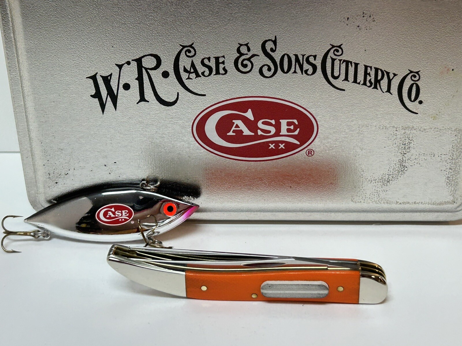 CASE XX MEDIUM TOOTHPICK FISHING LURE KNIFE SET ORANGE MICARTA 1020094F