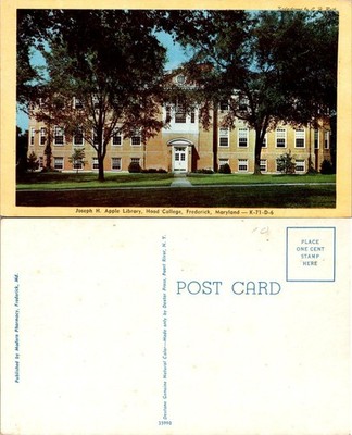 Joseph H Apple Library Hood College Frederick MD Postcard Unposted Vintage