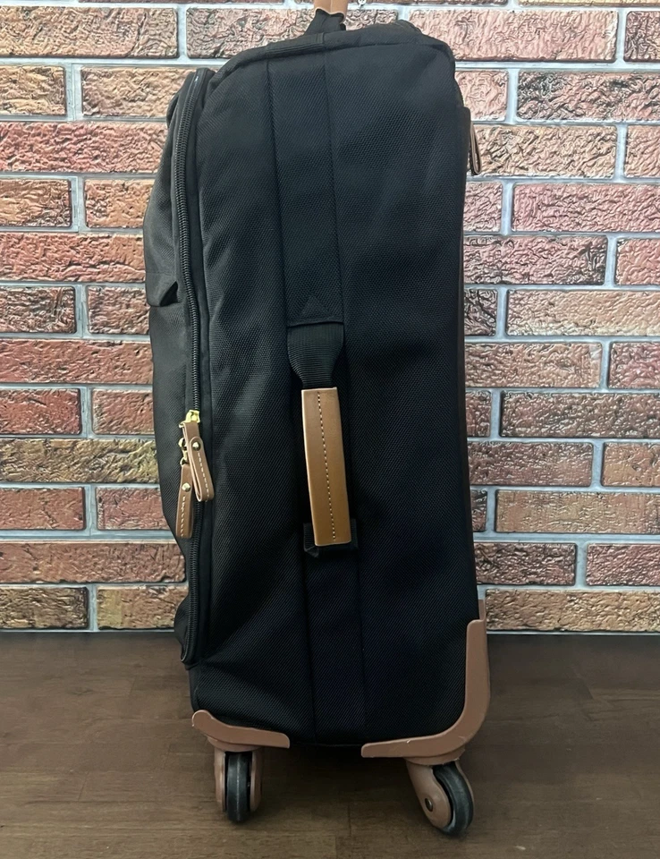 Bric's 21" International Carry On Spinner Negro Nylon con Borde de Cuero Marrón Foto 2 de 4