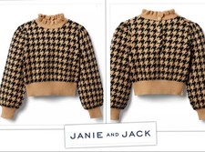 NEW Janie Jack Houndstooth Cropped Buttery Soft Knit Sweater Girls size 10 NWT