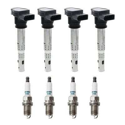 Eldor 4 Ignition Coils Denso Iridium Spark Plugs Kit for A4 Q3 GTI Tiguan Jetta