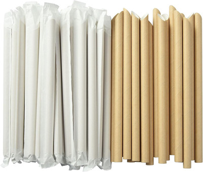 ALINK Pointed Paper Boba Straws, Individually Wrapped, 4-Layer Heavy Duty, 12Mm