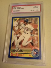 1990 Score Juan Gonzalez #637 Graded PSA 9 Mint Rookie Baseball Card RC. rookie card picture