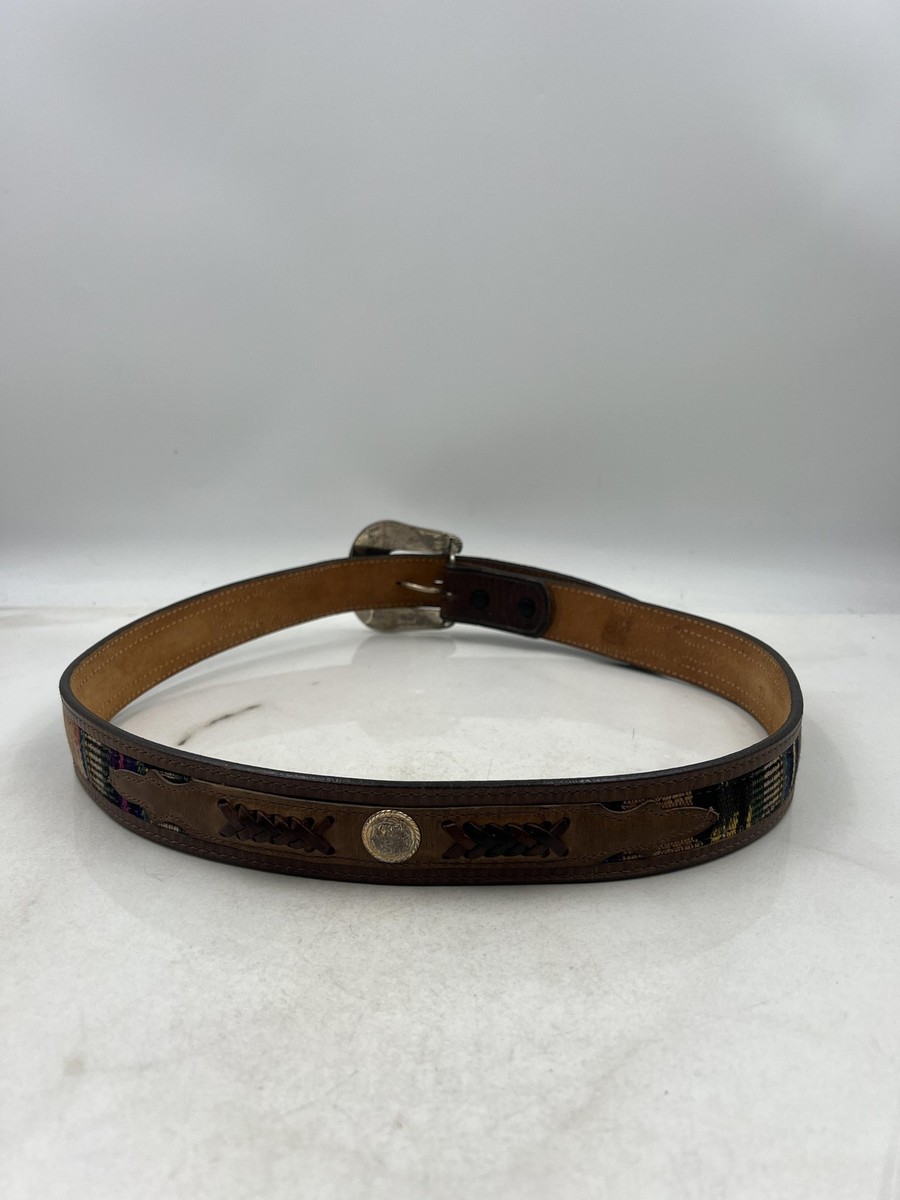 Cimarron Belt Corp Leather Belt Mens 38 Brown Western Woven  display picture 1