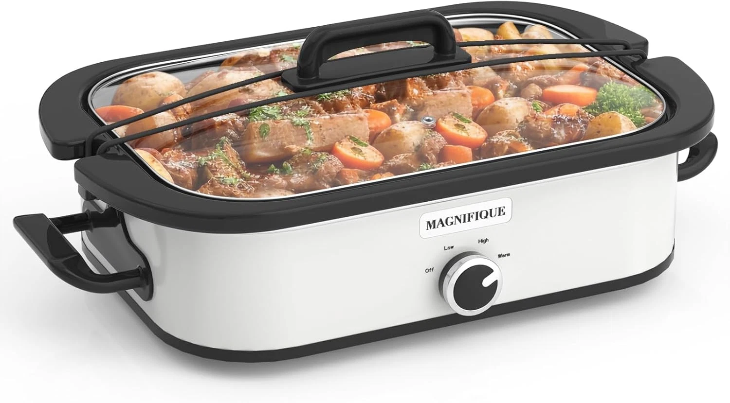 4QT Slow Cooker w/ Ceramic Nonstick Dish Temp Control Glass Lid