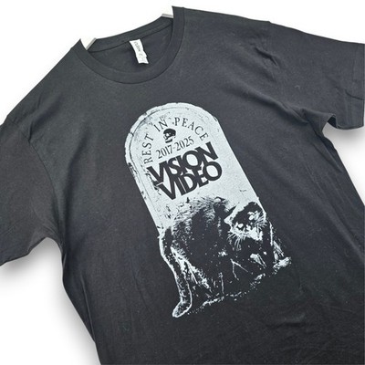 Tultex Vision Video Band T Shirt Mens Large Black Cotton Graphic Short Sleeve L