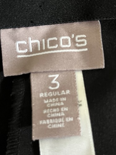 Chico’s Animal Print Pants Size 3 XL Pull On Gray Black Leopard Comfort Career - Picture 7 of 10