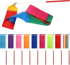 10 St&uuml;ck Tanzband mit Stab Kinder,200 &times; 5 cm Gymnastikband mit Stab 30cm, 10