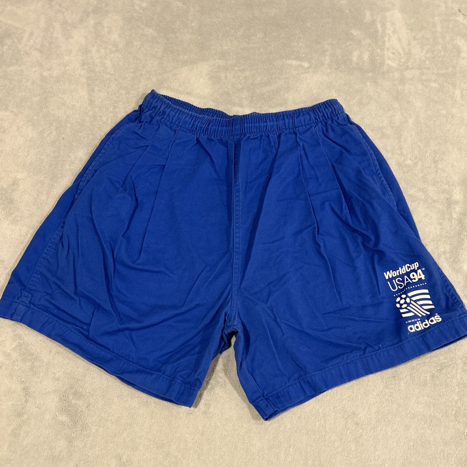 90s Adidas Olympic Shorts Mens Large 28x6 USA Flags Gym Active Soccer World Cup