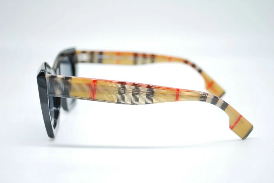 NUEVO BURBERRY B 4299 3757/T3 NEGRO GRIS POLARIZADO AUTÉNTICO GAFAS DE SOL 52-20 Foto 4 de 4