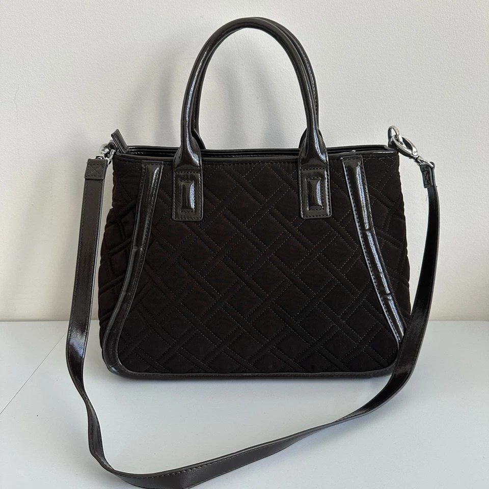 Bolso de Mano Vera Bradley Espresso Marrón Oscuro Microfibra Trapecio Acolchado Foto 3 de 4