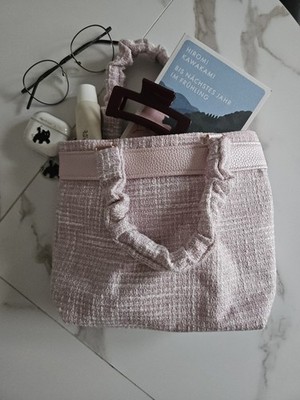 Handmade Tweed Totebag with Removable Keychain for Women