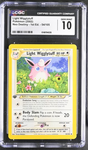 Light Wigglytuff (1st Edition) graded CGC 10 for sale on eBay