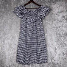 Tommy Hilfiger Checkered Dress Navy & White Size Small Petite Beach Spring