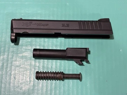 USED OEM SPRINGFIELD XDS 45 MOD 1 3.3” COMPLETE BLACK SLIDE BARREL RECOIL SPRING