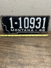 Vintage 1948 Steel MONTANA Black /White License Plate~ Silver Bow County~1-10931