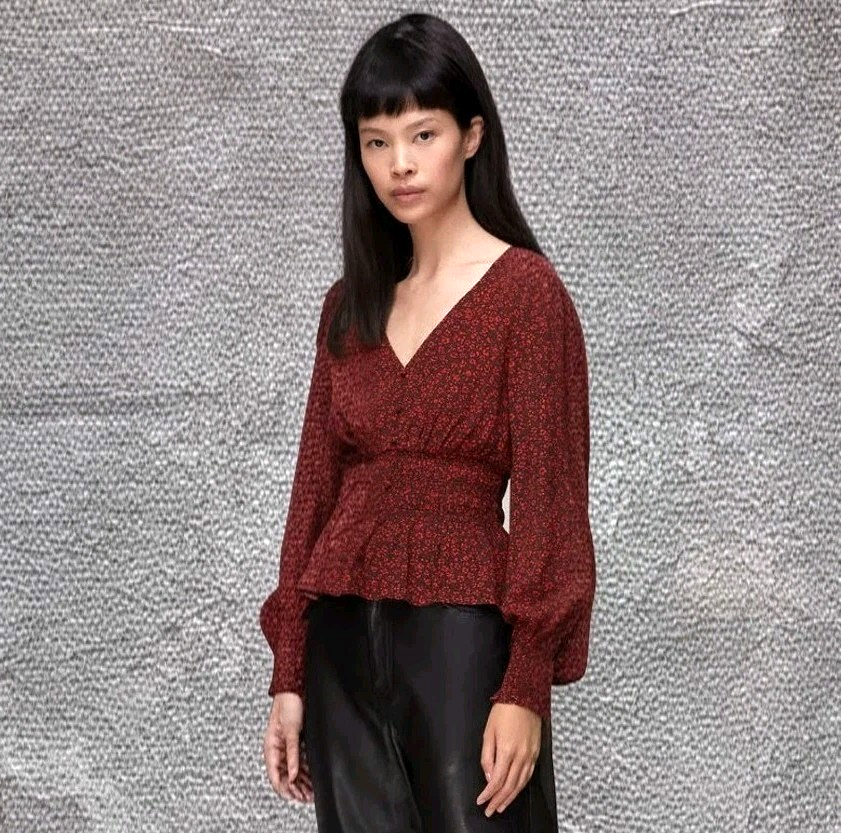 WHISTLES * SIZE 14 RED PANSY DOT JENNY BELL SLEEVE LADIES TOP RRP £79 - FREE P+P