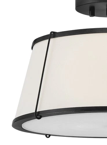 Hinkley Lighting 4893 Clarke 2 Light 15"W Semi-Flush Ceiling - Black / Lacquered - Picture 6 of 12