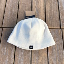 The North Face mens Unisex cream white fleece lined mountain beanie hat one size