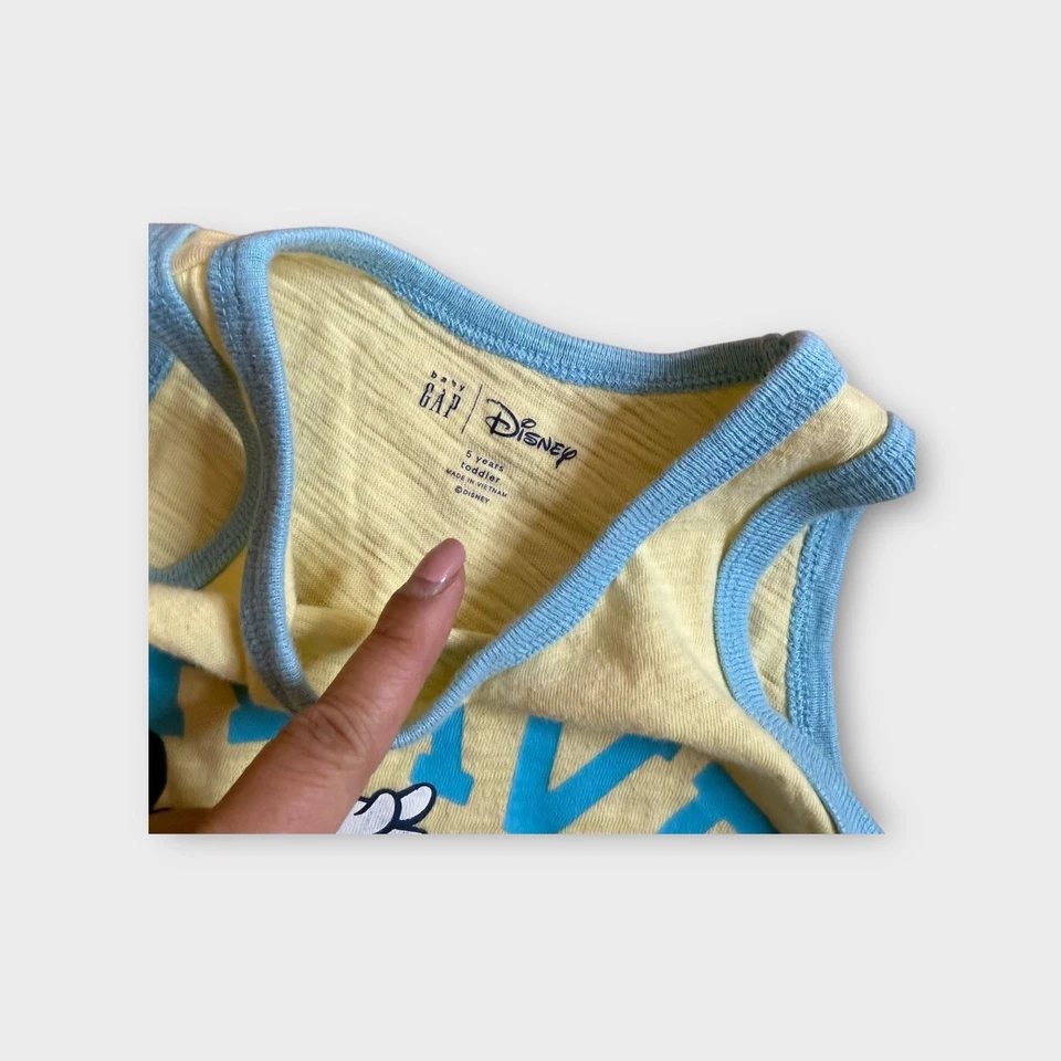 Gap x Disney Brave The Waves Mickey Mouse Surf Yellow & Blue Tank Top - Image 2 of 4