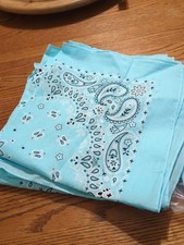 Hankieworld Bandanas 12 Pack Cotton 22inch Unisex Cowboy Light Blue-6 pack