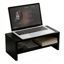 Wooden Monitor Stand Riser, 2-Tier Desk Shelf with Storage Organizer, Ergonom...