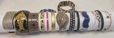 17 Pc Mixed Bracelet Lot Bangles Cuffs Rhinestone Statement Costume Jewelry