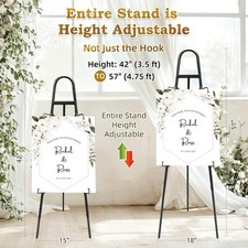 57" 42" Height Adjustable Black Easel Stand for Signs, Lockable at Any Height