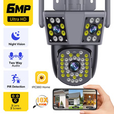 Wifi Outdoor cctv Camera  Three Lens Triple Screen Auto Tracking  Video Securit
