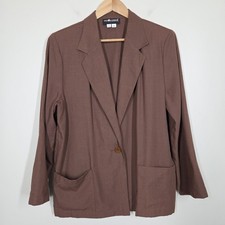 Vtg 90s Sag Harbor Brown Single Button Blazer Jacket 16P Preppy Academia Pockets