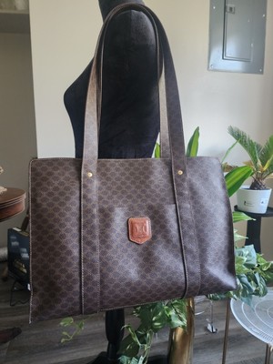 CELINE Macadam Tote Shoulder Bag Tote coated canvas authentic