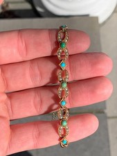 15ct gold turquoise seed pearl bracelet Victorian 11.2 grams