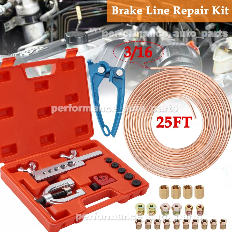 New 25FT 3/16 Copper Pipe Flaring Tool & Tube Bender Brake Line Pipe Repair Kit - Imagem 2 de 4