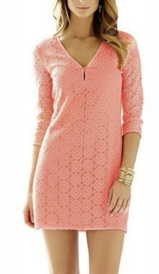 Lilly Pulitzer Neon Coral Dress Size Medium P2P 19 