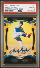 2021 Panini Chronicles Certified Sandy Koufax #7 Autograph Gold PSA 8 1/3