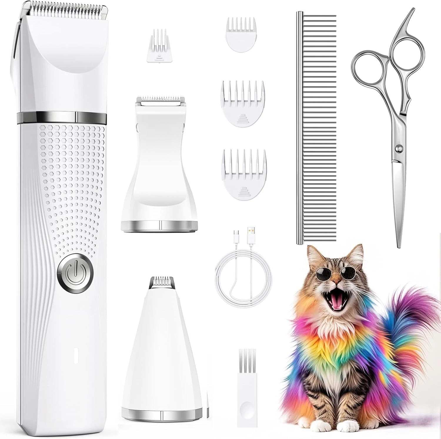 Cat Grooming Clippers Kit with Paw Trimmer, 3 in 1 Electric Pet Hair Trimmer Sup