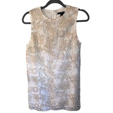 Forever 21 Women's Dressy Lace Overlay Sleeveless Dress White Gold Size S Mini