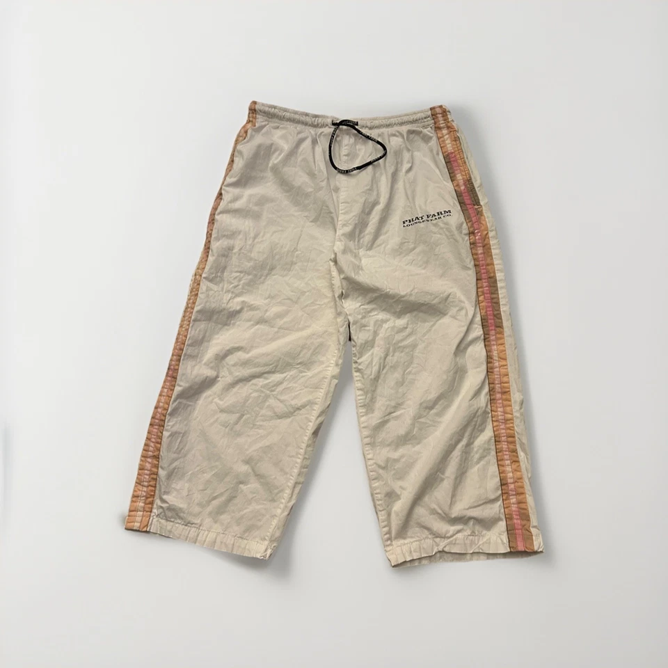 Pantalones de salón holgados vintage para mujer Y2K Phat Farm talla mediana pierna ancha blancos años 90 Foto 2 de 4